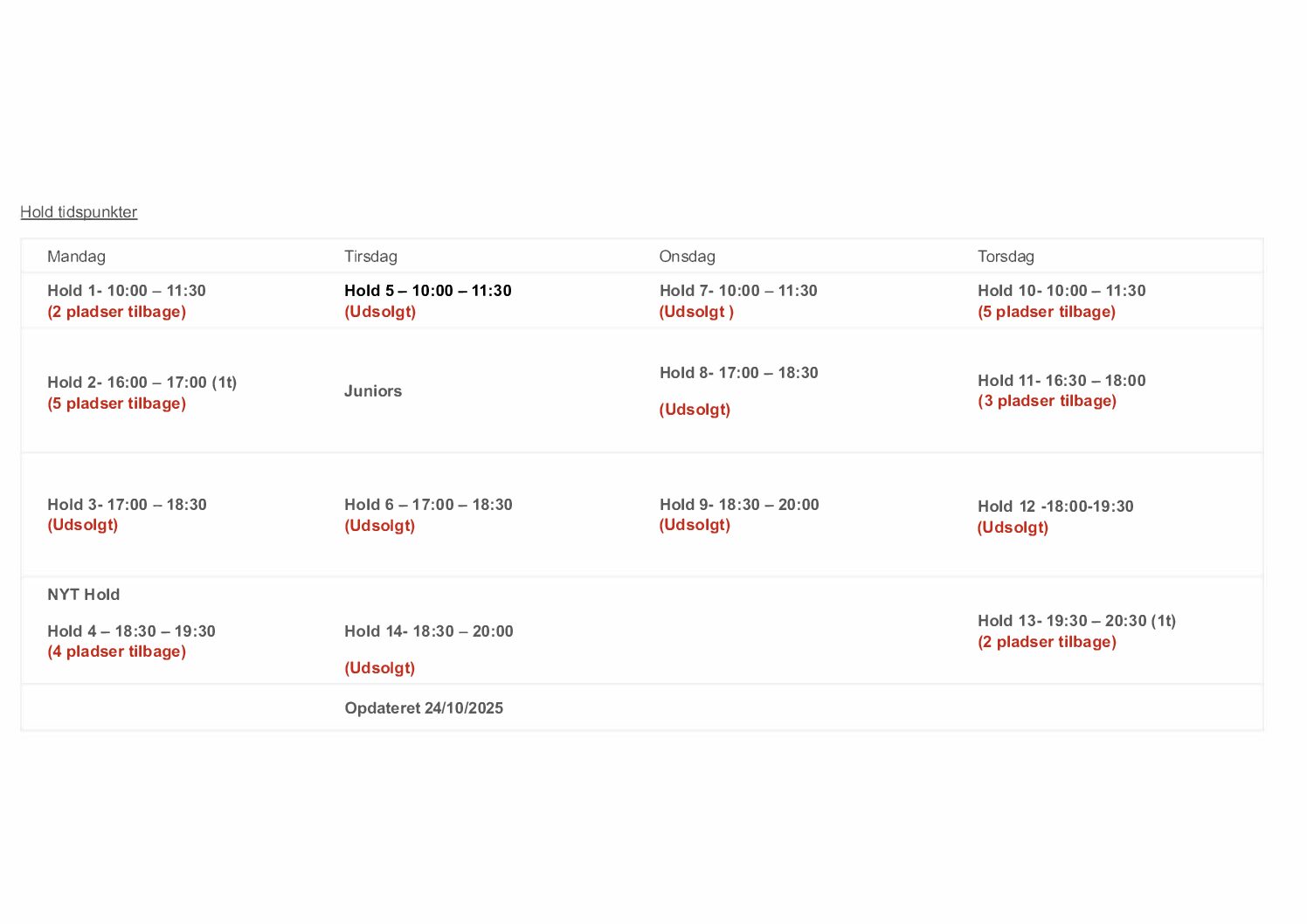 Få ledige pladser til indendørsvintertræning